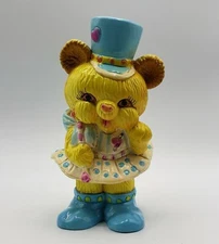 Vintage Bear Coin Bank Hard Plastic 1984 Circus Tutu Yellow Small World Imports