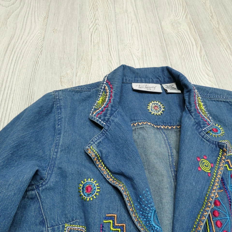 Куртка женская Blair Two Twenty размер Small синяя джинсовая с вышивкой ацтекская - Изображение 3 из 4