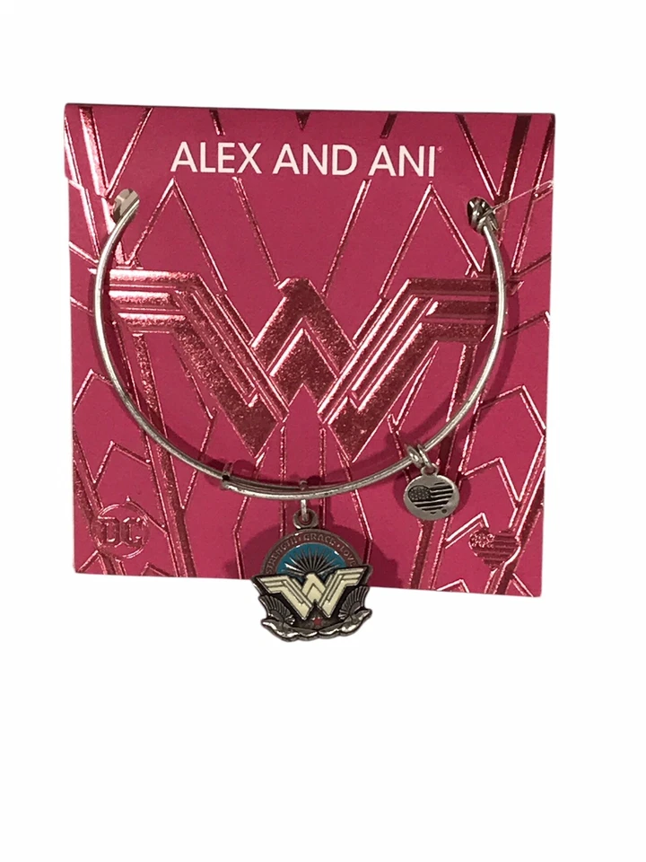 Pulsera Alex and Ani DC Mujer Maravilla "Fuerza, Gracia, Amor" Color Plata Foto 3 de 4