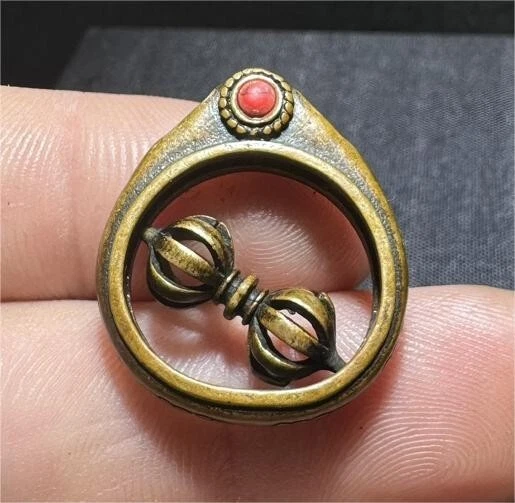 Antique Tibetan handmade Copper Jin Gangchu Magic tool Pendant amulet - Image 3 of 4