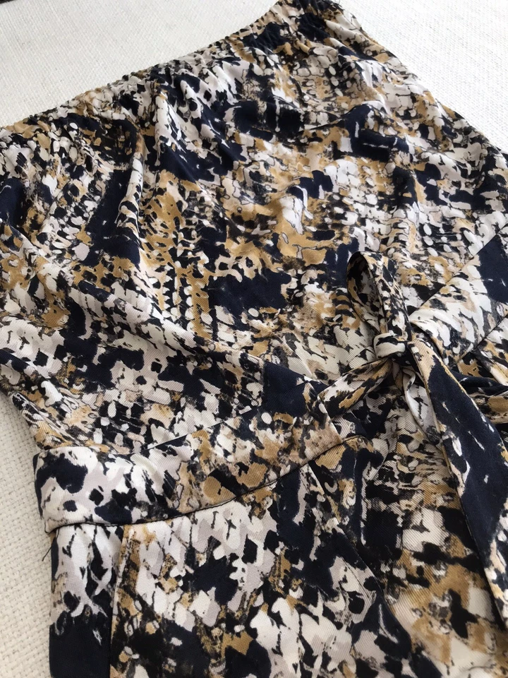 Macacão DIANE VON FURSTENBERG DVF malha de seda sem alças azul dourado creme tamanho 10 - Imagem 3 de 4