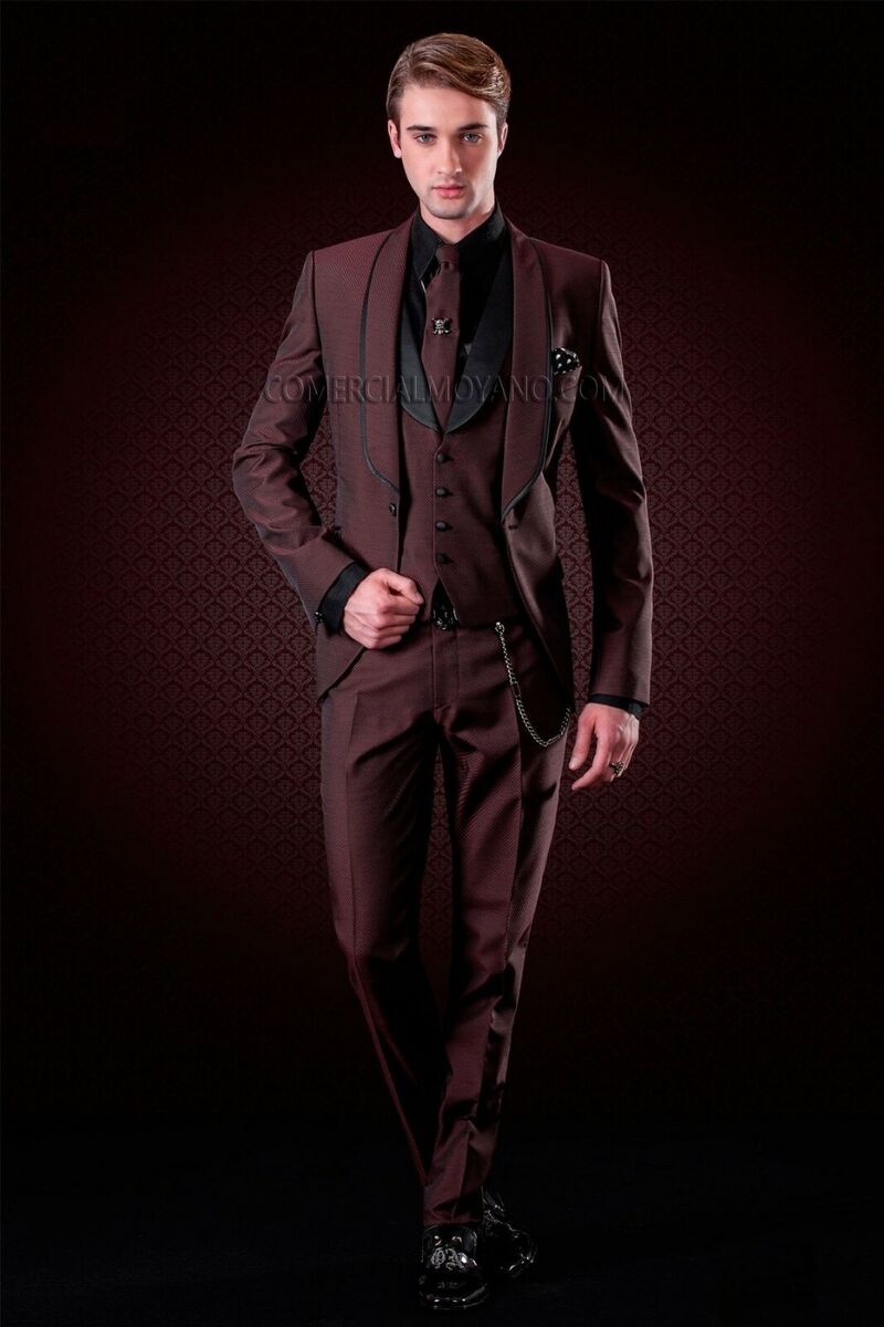 Mens Tailored Two Piece Maroon Suit