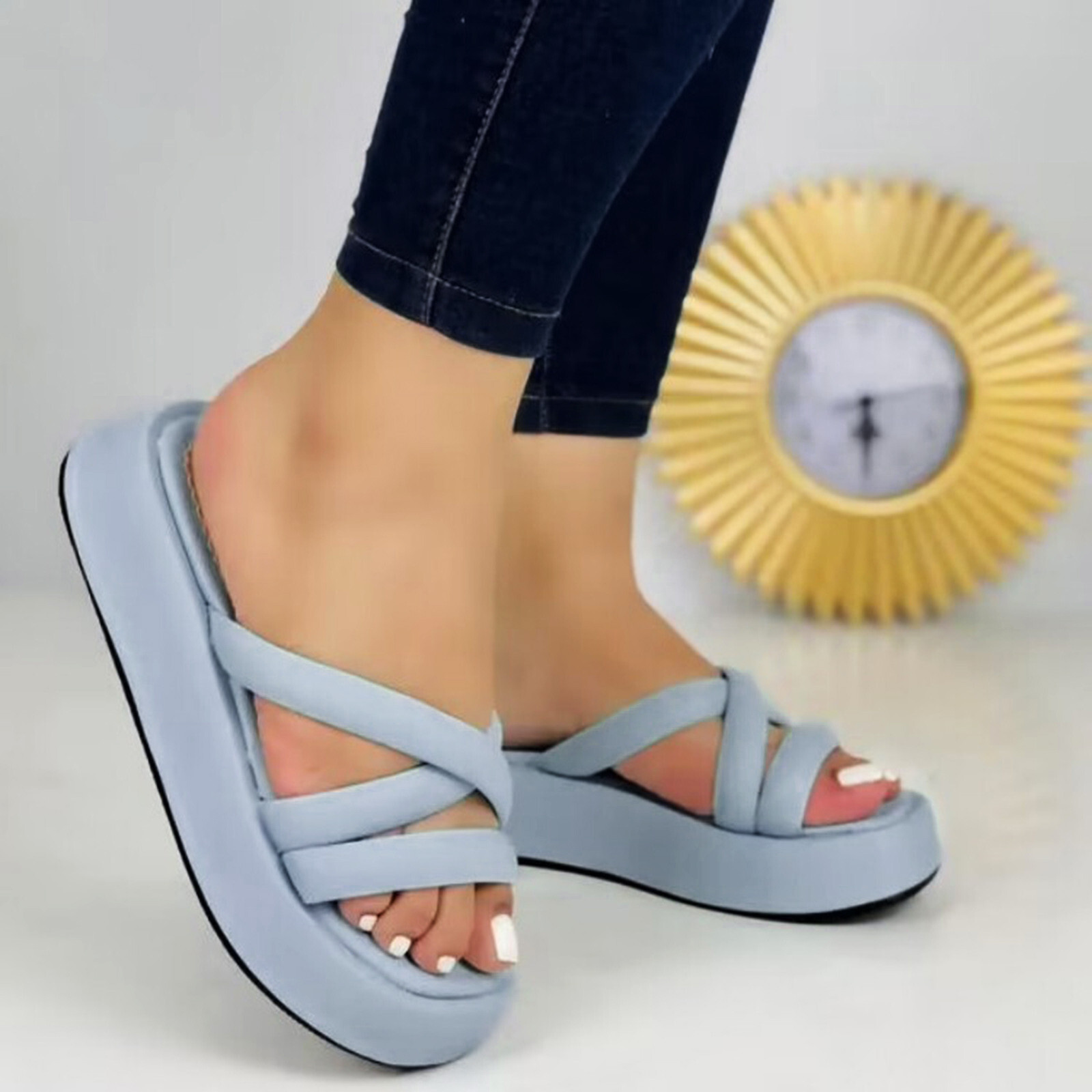 PANTOFOLA D’ORO Sandali donna slip on comodi punta aperta plateau ciabatte scarpe spiaggia