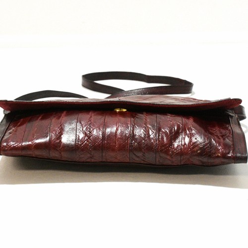 80s Vintage Womens Convertible Purse Burgundy Eel Skin Clutch To Shoulder Bag - Picture 3 of 6