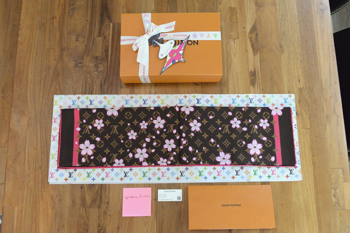 NEW AUTHENTIC CHERRY BLOSSOM SQUARE 70 SCARF* Louis Vuitton X