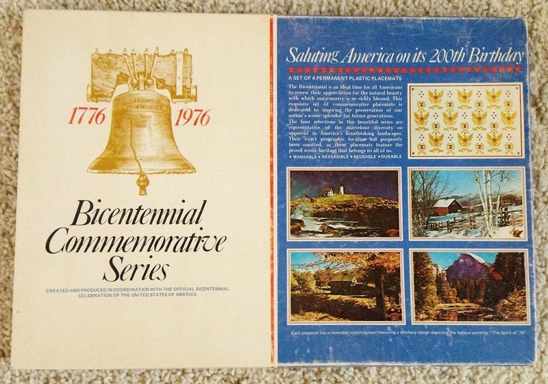 Bicentennial Commemorative Series 200th Birthday Placemat Set in Box 1776-1976