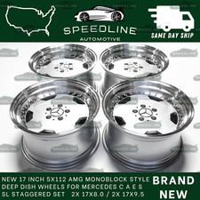 17 Inch Mercedes Rims Wheels Deep Dish Lip Style Monoblock New Set 4 Staggered