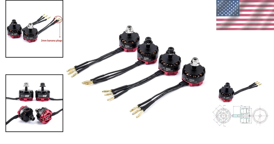 Lightweight RS2205 2300KV Brushless Motor with Cooling Fins for FPV Racing - Image 2 of 4