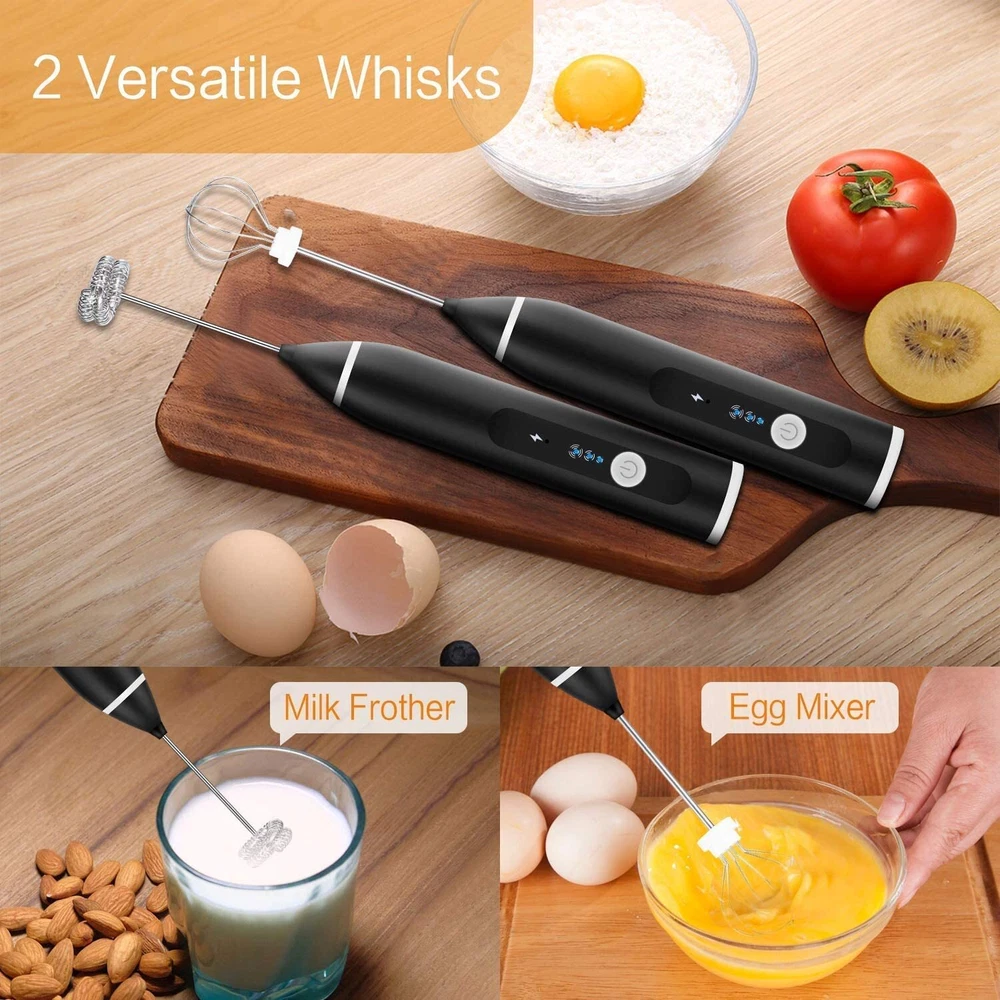 Milk Frother Handheld, Immersion Blender Cordlesss Foam Maker USB Rechargeabl...