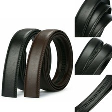 Mens Replacement Luxury Leather Automatic Ratchet Waiststrap Belt Without Buckle