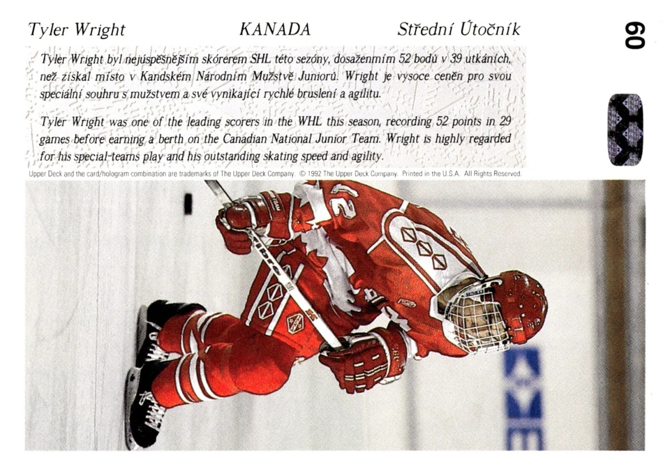 Tyler Wright - Signed 1991-92 Upper Deck Card #60 - Image 2 of 2