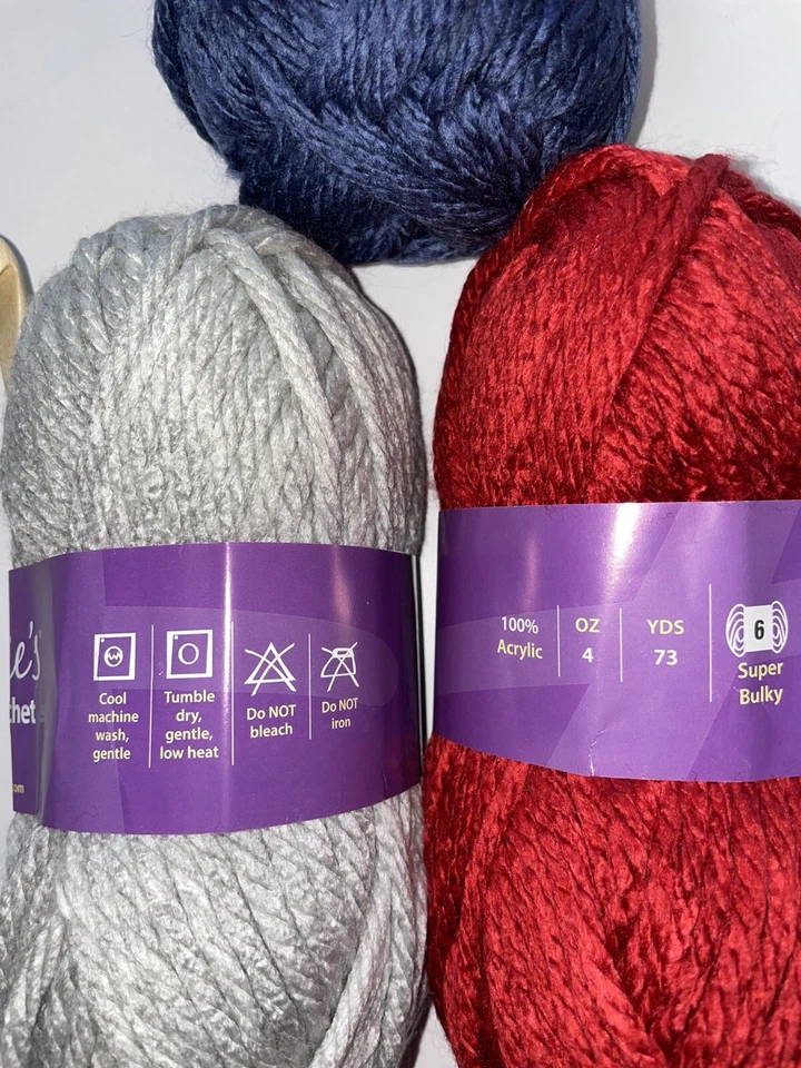 Annies Caring Crochet Kit Club *Take 60 Hats* Red Gray Navy Yarn Acrylic - Image 4 of 4