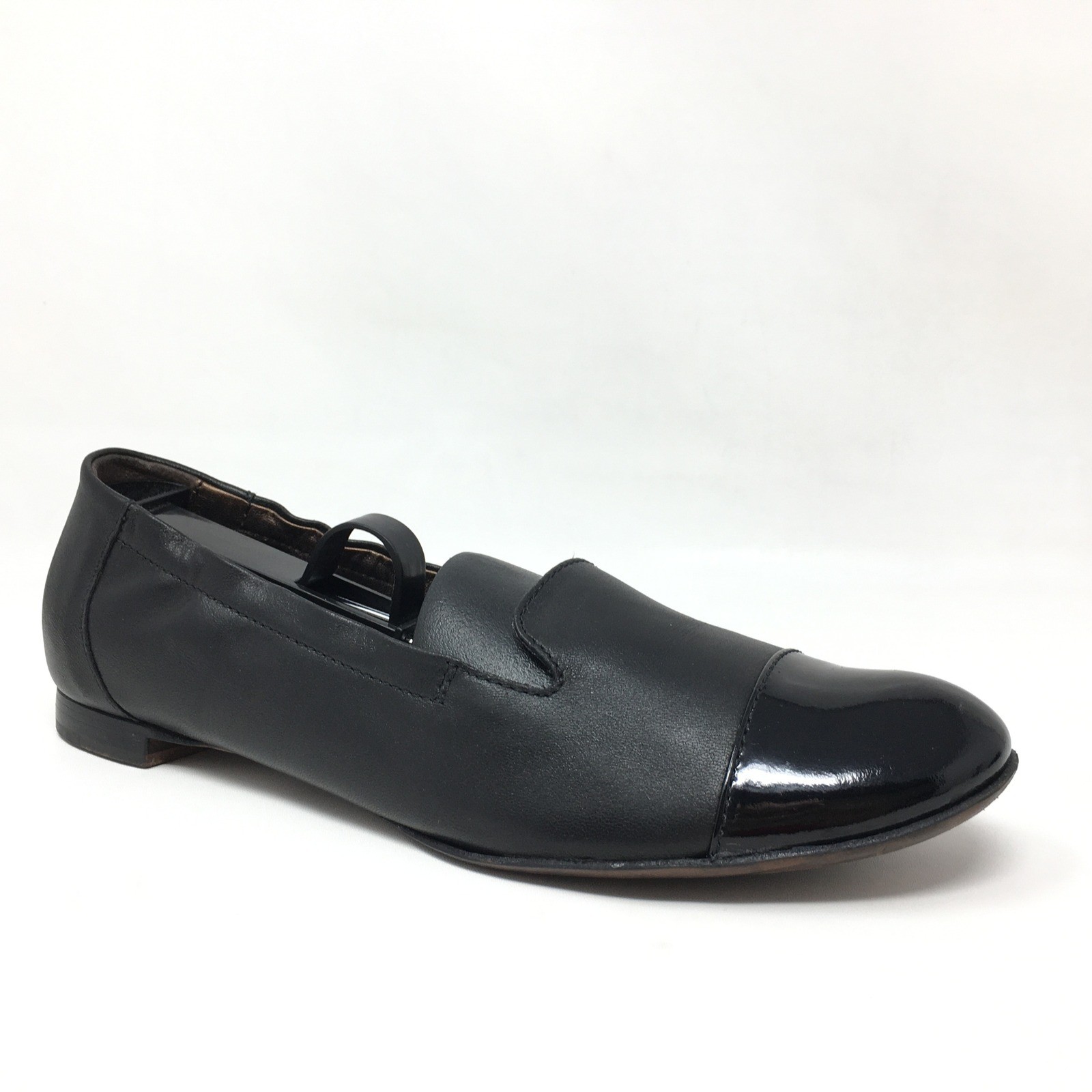 AGL Flats Loafers Shoes Womens Size 8 US 38 EU Black Leather Patent Slip On-image