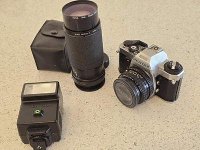 PENTAX SUPER PROGRAM Camera + 2 Lenses Filter Vintage Film Untested