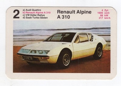 Top Trumps  Rally car. Renault Alpine A310