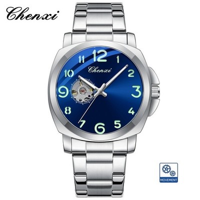 CHENXI Men's Chubby Luminous Number Stainless Steel Automatic Mechanical Watch