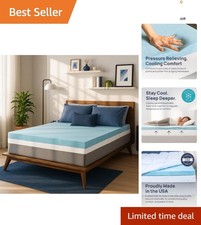 Cooling 2 Inch Memory Foam Mattress Topper - CertiPUR-US Certified, Queen Size