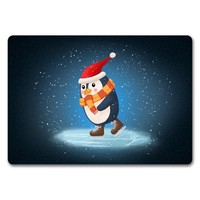 Pinguin Mit WeihnachtsmüTze Und Schlittschuhen FußMatte In 35X50 Cm Ohne Rand