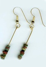 BC1100 Colorful Ancient Egypt Faience Silica Ceramic Proto Glass+14ktGF Earrings
