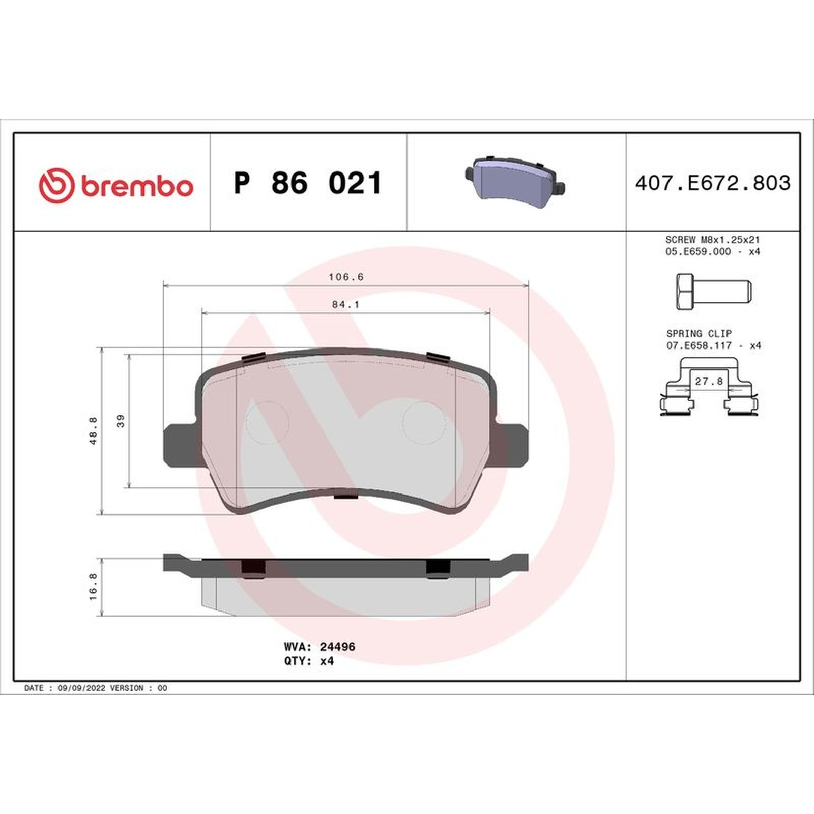 Brake pads P 86 021 BREMBO for VOLVO LAND ROVER - Image 15