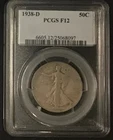 1938-D PCGS F12 WALKING LIBERTY HALF DOLLAR KEY DATE