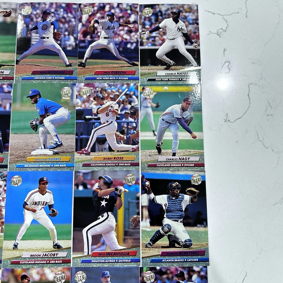 Lote de 25 tarjetas de béisbol Fleer Ultra 1992 estrellas John Wetteland Pete Incaviglia Foto 3 de 4