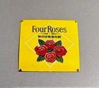 VINTAGE 12” FOUR ROSES BOURBON PORCELAIN SIGN CAR GAS TRUCK OIL MOTORCYCLE