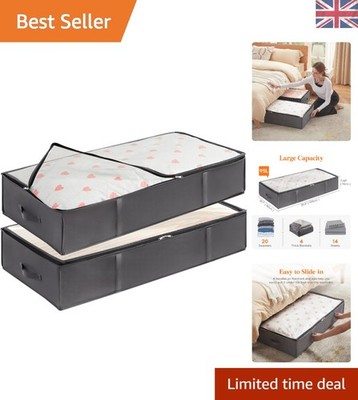 2er Pack 95L Unterbett Aufbewahrungsboxen mit klarem PVC Fenster - Ideal für Kleidung