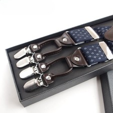Adult 6-clips Jacquard Men's Braces Trouser Suspenders 3.5cm Dinner Suit Dress