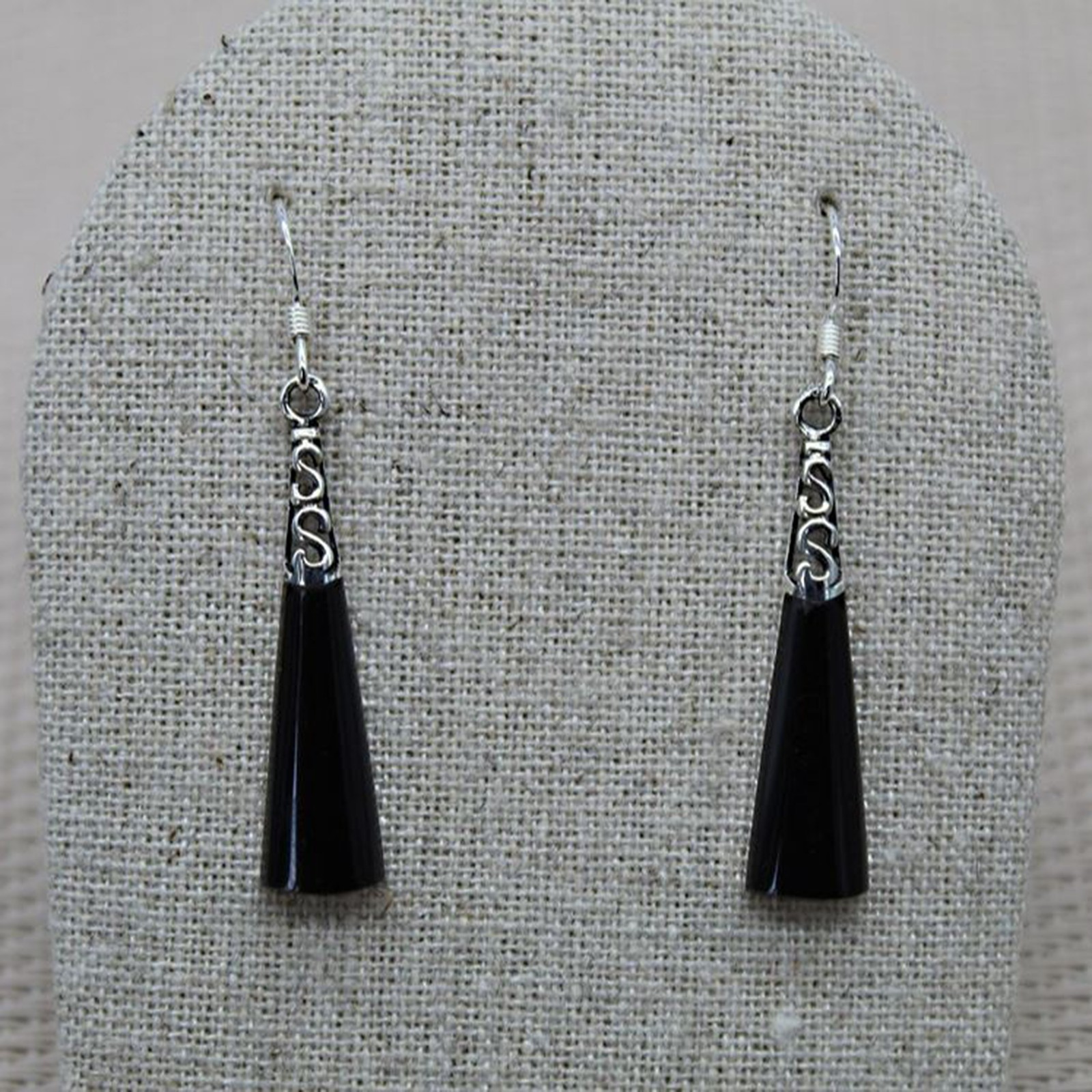 Boucles d'oreilles argent 925 onyx noir anti-allergie