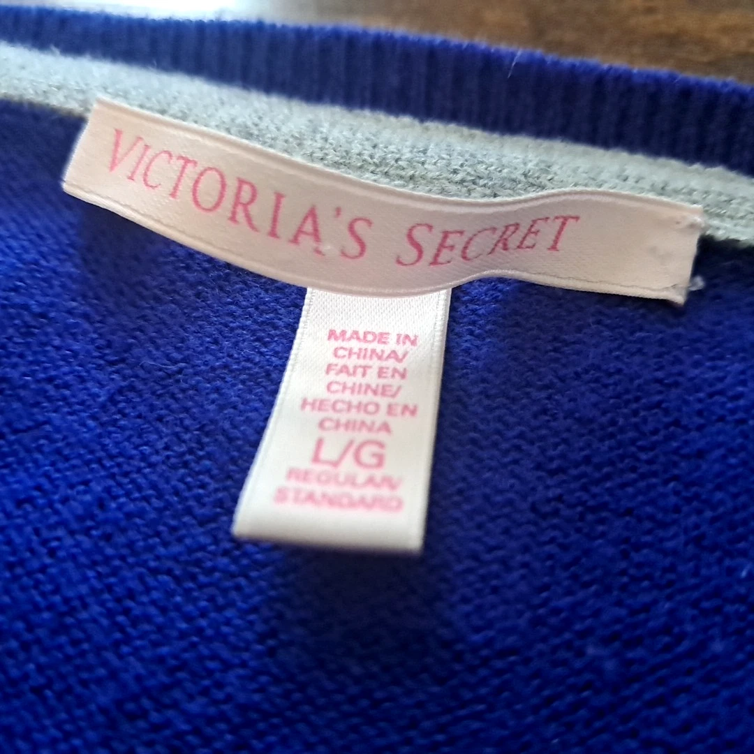 UNDERCOVER Maglione Victoria’s Secret maglia a costine scollo a V maxi abito grande blu elasticizzato