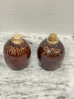 Vintage HULL Pottery Salt & Pepper Shakers Brown Drip Glaze Oven Proof USA