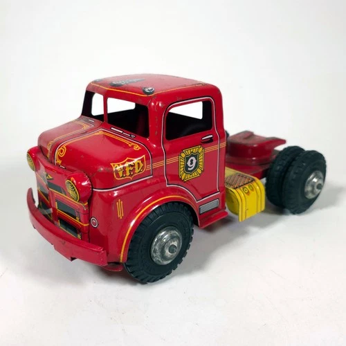 Marx (Lumar)  Tin Litho Hook & Ladder Fire Truck VFD NO. 9 • Truck Cab Only