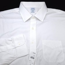 NEW -BROOKS BROTHERS DRESS SHIRT -18 35 WHITE PINPOINT OXFORD -REGENT SLIM