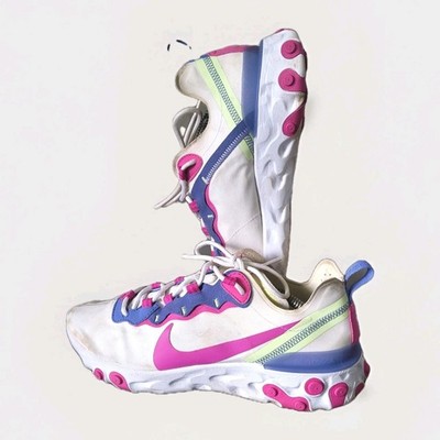 Nike React Element 55 Sneaker - UK 8 - White Fire Pink - Guter gebrauchter Zustand...