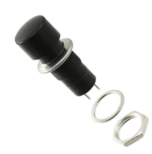 PS1040A-BLK  Pushbutton Switch SPST-NO Standard Panel Mount, Front