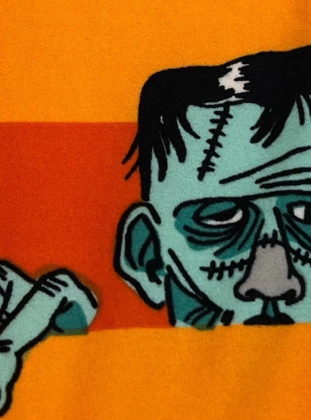 Leggings LuLaRoe TC2 Tall Curvy 2 listras laranja FRANKENSTEIN Monster HALLOWEEN - Imagem 3 de 4