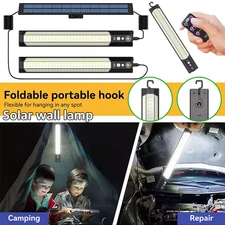 Double Head Solar Power LED Pendant Light Garage Shop Lamp Shed Barn Gazebo Yard