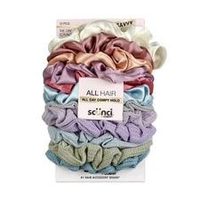 scünci Mixed Satin and Waffle Textured Scrunchies - All Hair - 12pcs