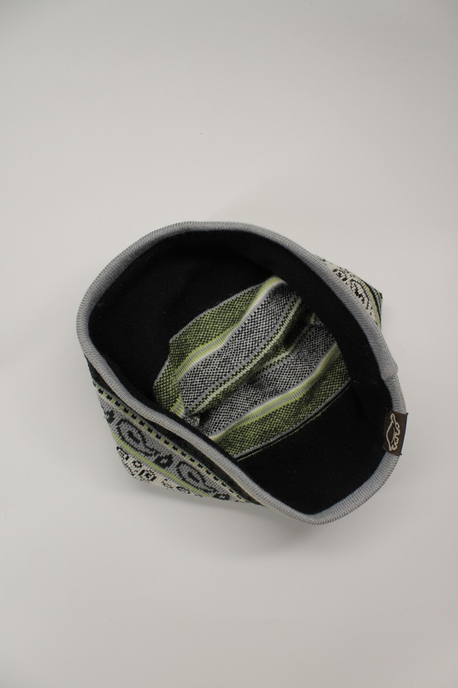 Turtle fur fun pattern green gray winter beanie c… - image 3