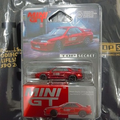 Mini GT Nissan Skyline GT-R R32 Red Chrome w/ Carbon Fiber Hood