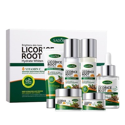 Licorice Root Skincare Beauty Set  Herbal  Multi-Purpose Botanical extracts 6pcs