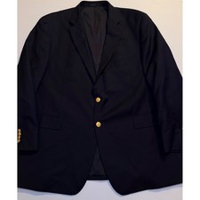 Lauren Ralph Lauren Mens 48R Navy Blue 100 Wool 2-Button Gold Button Blazer