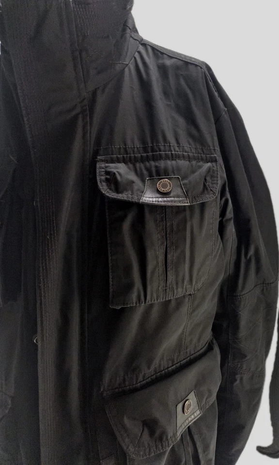 Hugo Boss Men's Coat 38R Cosey Polyamide Twill Leather Trim Field Surplus - Image 2 of 4