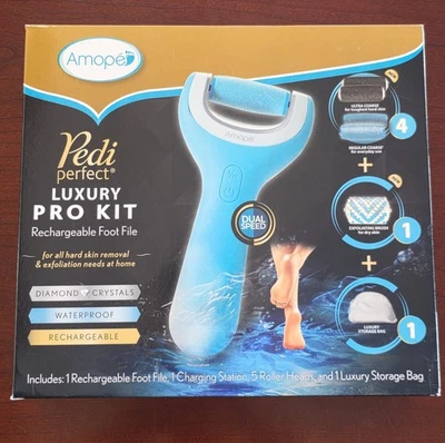 New Factory Sealed Amope Pedi Perfect Luxury Pro Kit Rechargeable Foot File