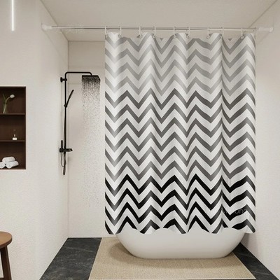 Black White Modern Bathroom Curtain PEVA Waterproof Shower Decor Screen