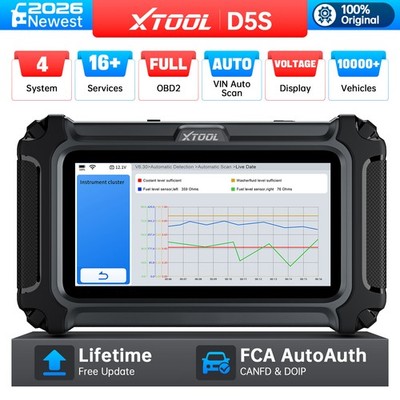 2026 XTOOL D5S OBD2 Diagnosegerät Diagnosewerkzeug Codeleser CAN FD FCA AutoAuth