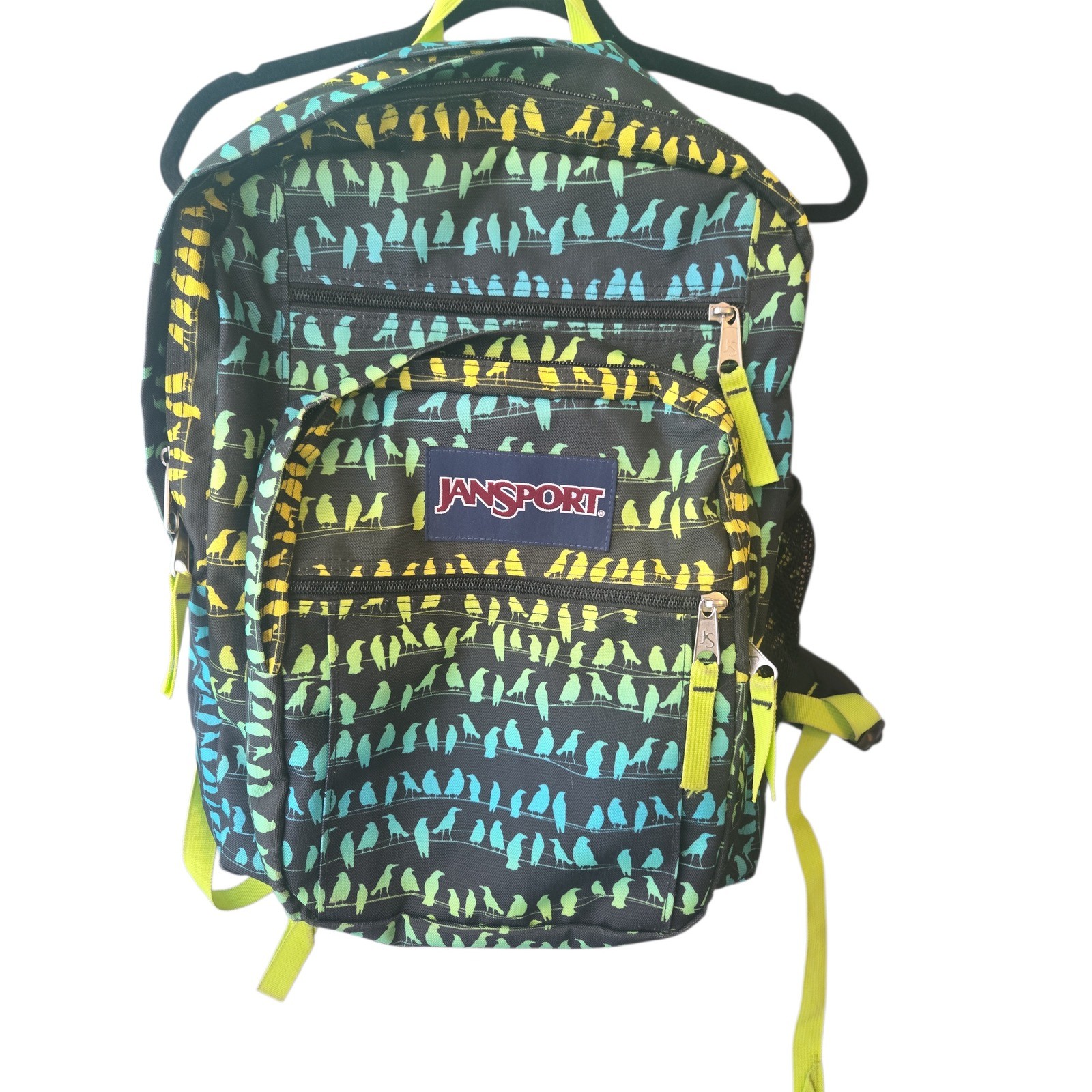 Bird Pattern Black Yellow Blue Green School Travel