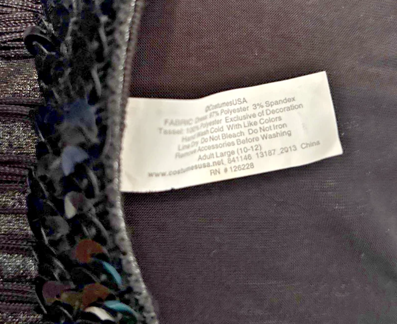 Black Fringe Sequin Flapper Dress L Women’s 1920s Gatsby Halloween Costume Vtg - Image 4 of 4