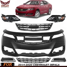 Front Bumper Cover Fascia & Headlight Assembly For 2014-2020 Chevrolet Impala